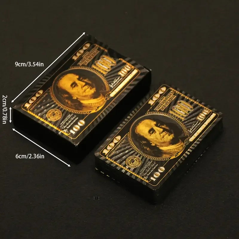 55PCS Gold Foil Playing Cards – 24K Gold Plastic Poker Set, Waterproof & Durable Magic Game Cards