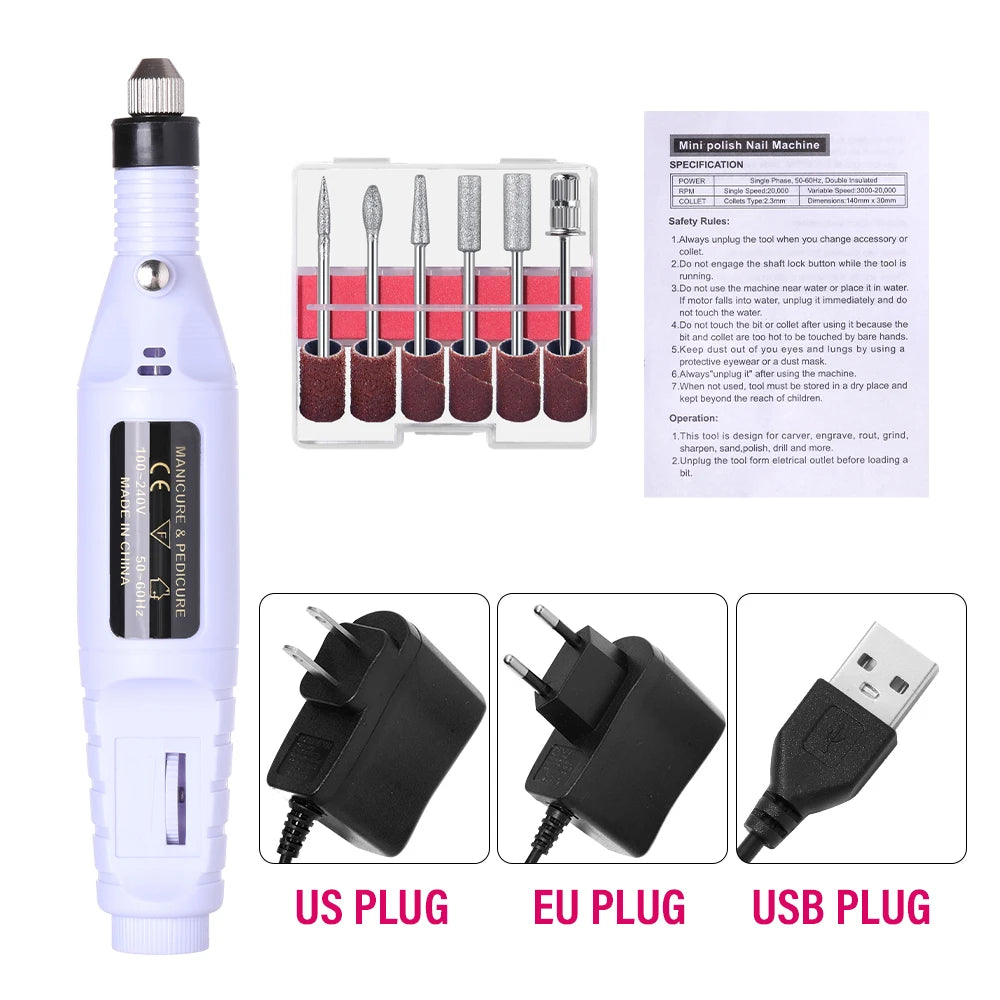 Portable Professional Electric Nail Drill Machine – Manicure & Pedicure Drill Set for Home and Salon Use