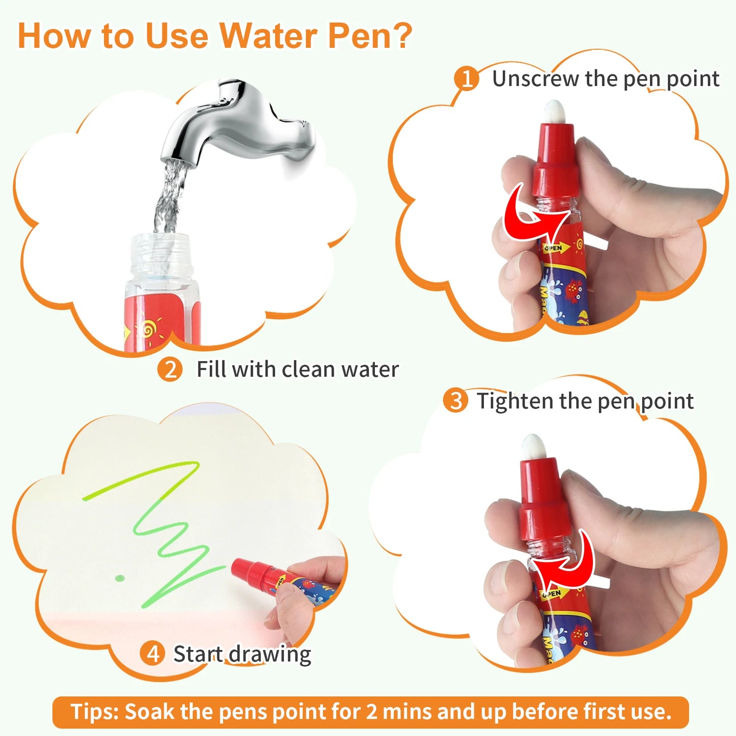 100x80CM Magic Water Drawing Mat – Reusable Doodle Board Montessori Educational Toy for Kids