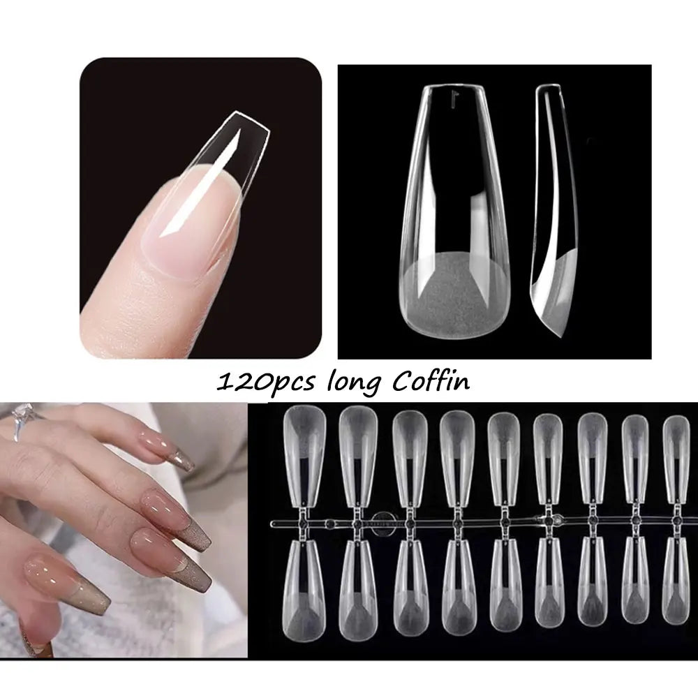 120PCS Matte Press-On Nail Tips – Soft Full-Cover Oval Almond False Nails for DIY Manicure