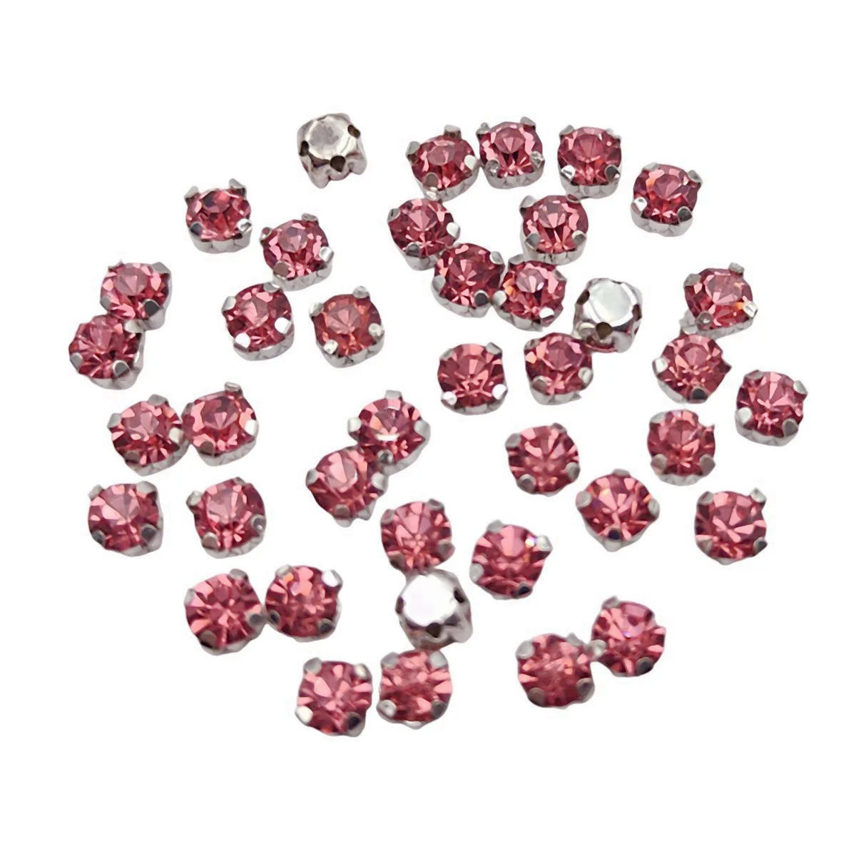 Round Glass Rhinestones with Claw – Silver Base Sew-On Crystals for Clothing, Shoes, and Crafts