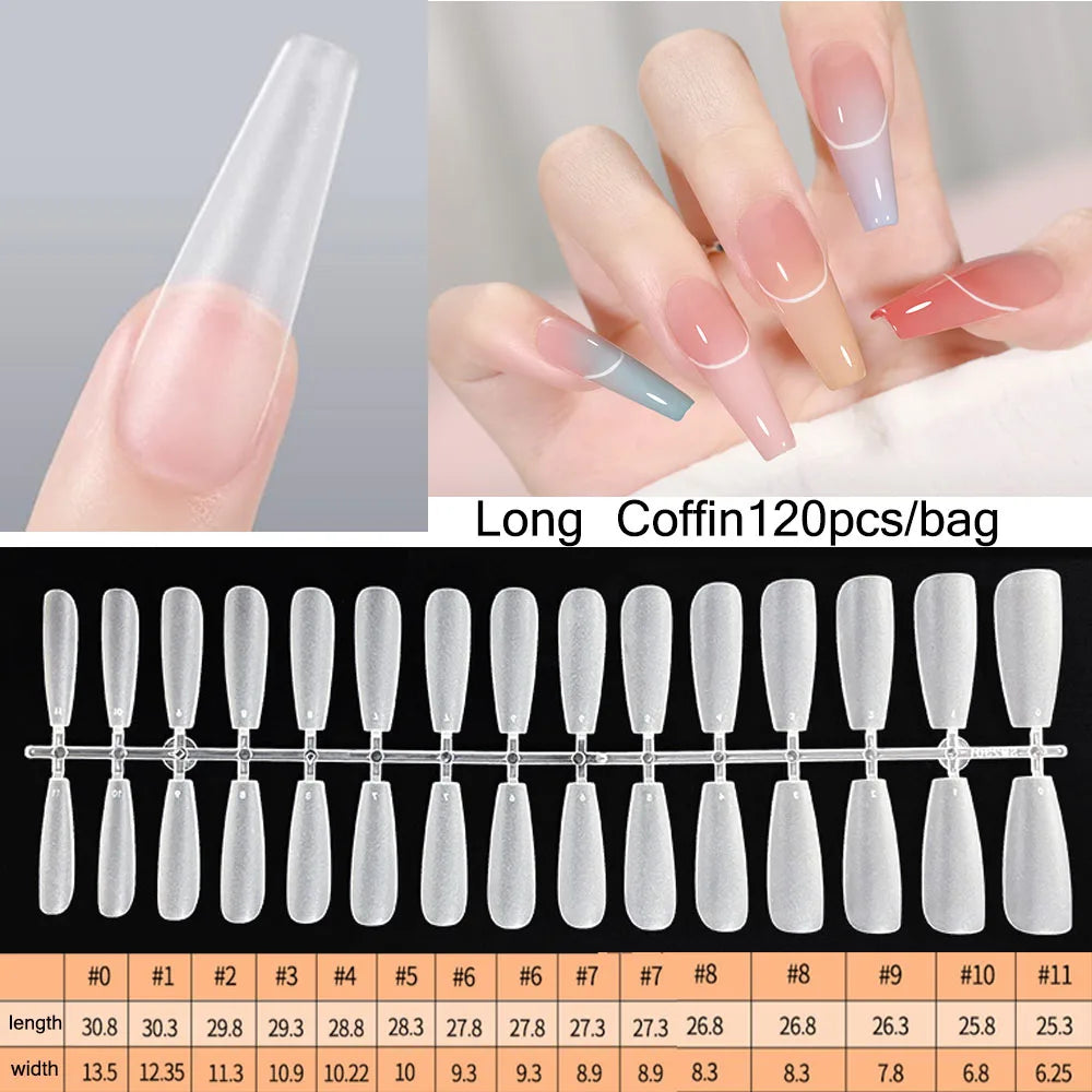 120PCS Matte Press-On Nail Tips – Soft Full-Cover Oval Almond False Nails for DIY Manicure