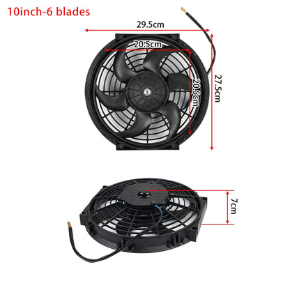 Universal 7/9/10/12/14/16 Inch 12V 80W Car Radiator Cooling Fan Blade – Electric Air Conditioning Fan Kit 2100RPM