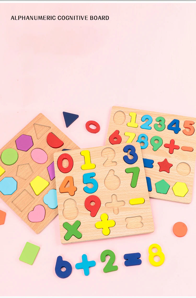 Kids Alphabet & Number Wooden Puzzle – Montessori Preschool Educational Toy
